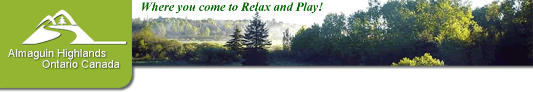 Almaguin Highlands Logo - Where you come to Relax and Play